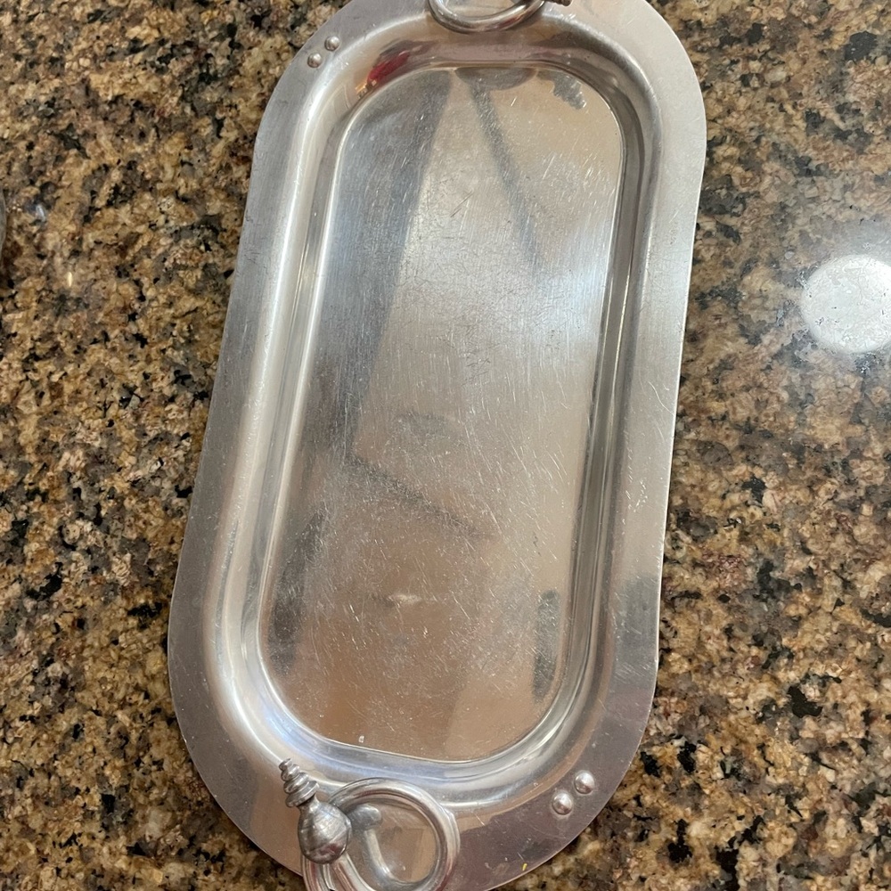 Vintage B.W. Buenilum Hammered Aluminum Creamer & Sugar Set with Matching Tray. - Picture 15 of 16